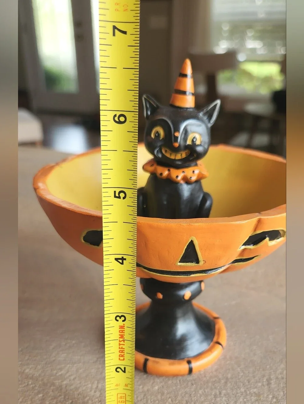 Johanna Parker HALLOWEEN Black Cat In JOL Pedestal Treat BOWL 6.75” Decoration